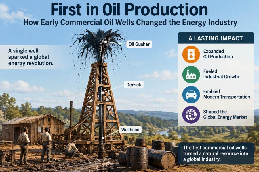 🛢️ First in Oil Production: How Early Commercial Oil Wells Changed the Energy Industry