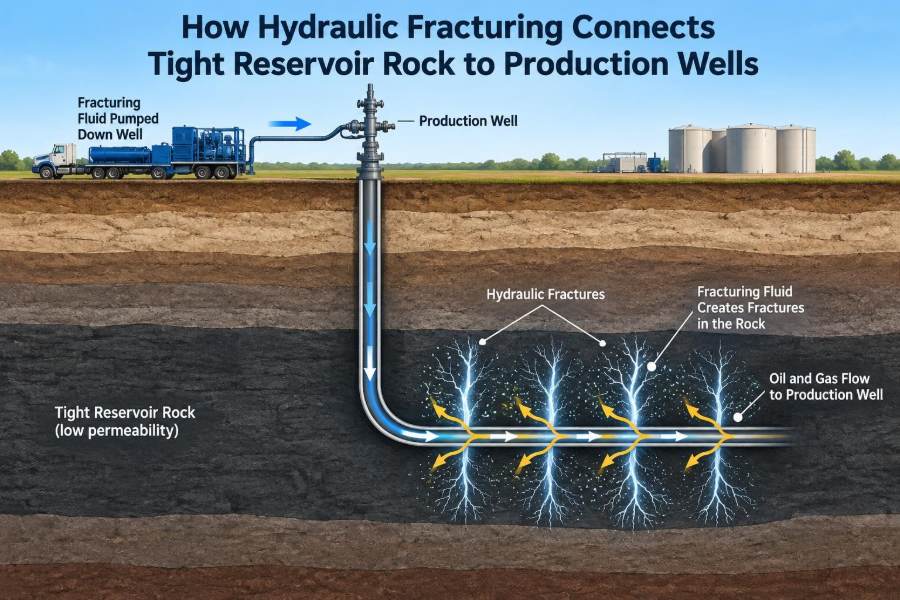 🔧 How Hydraulic Fracturing Connects Tight Reservoir Rock to Production Wells