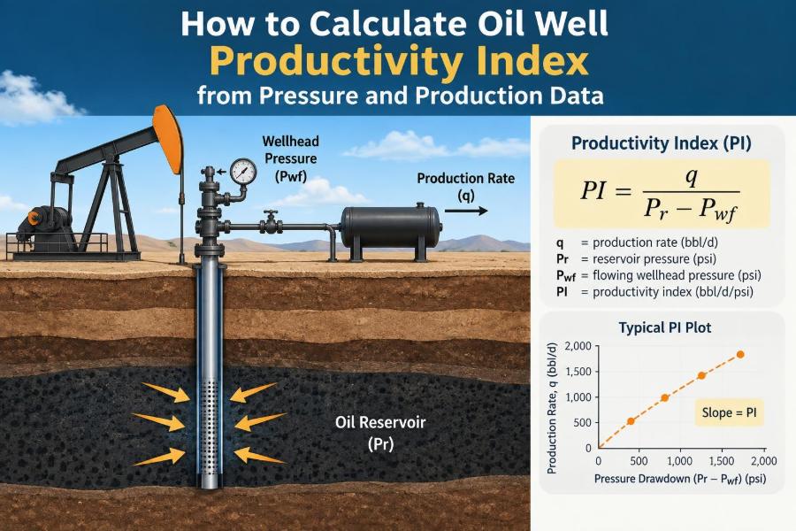 🛢️ How to Calculate Oil Well Productivity Index from Pressure and Production Data