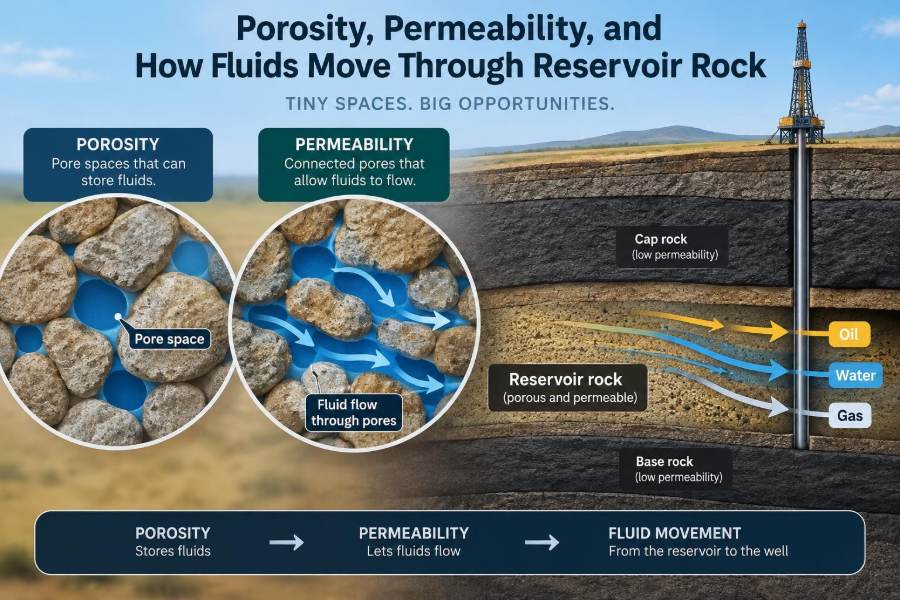 🛢️ Understanding Porosity, Permeability, and How Fluids Move Through Reservoir Rock