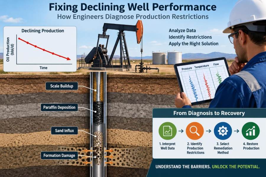 🛢️ Fixing Declining Well Performance: How Engineers Diagnose Production Restrictions