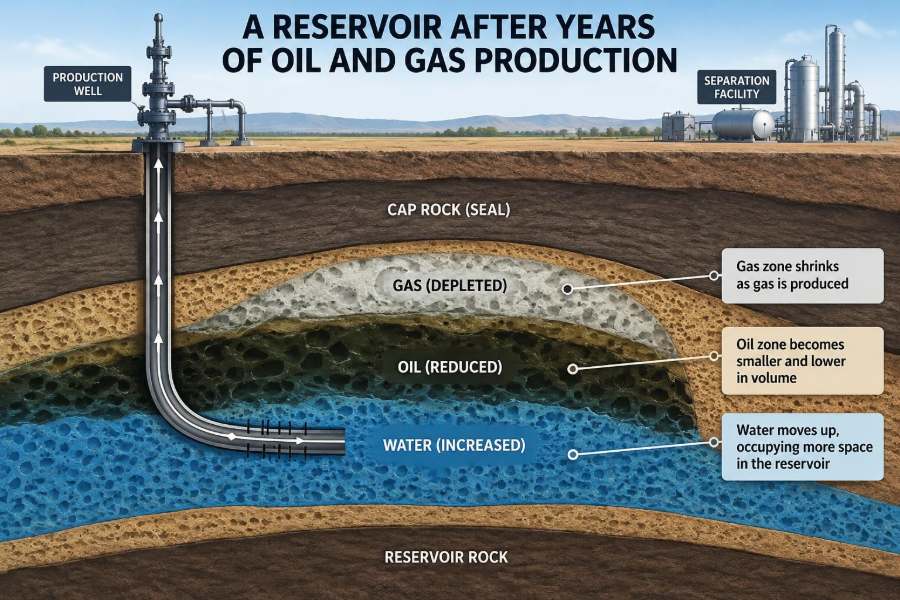🛢️ What Happens Inside a Reservoir After Years of Oil and Gas Production