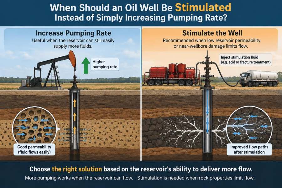 🛢️ When Should an Oil Well Be Stimulated Instead of Simply Increasing Pumping Rate?
