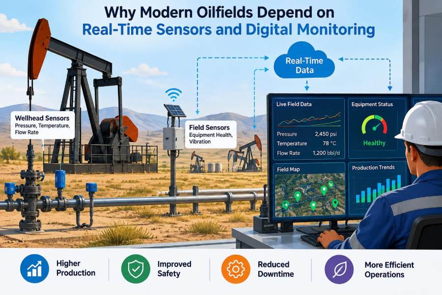🛢️ Why Modern Oilfields Depend on Real-Time Sensors and Digital Monitoring
