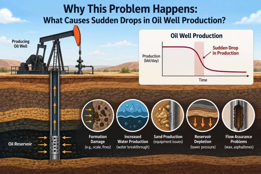 🛢️ Why This Problem Happens: What Causes Sudden Drops in Oil Well Production?